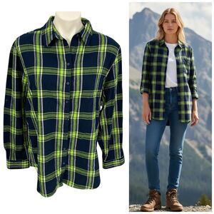 Lady 12 Shirt Seattle Seahawks Womens Size XL Button Up Green Plaid Fan Friday